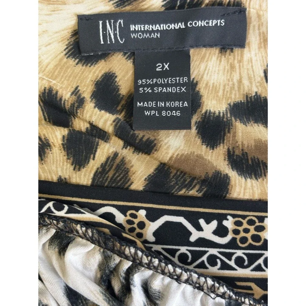 INC Leopard Brown Print Maxi Dress Women’s 2X Very Soft Excellent Condition - Picture 4 of 6